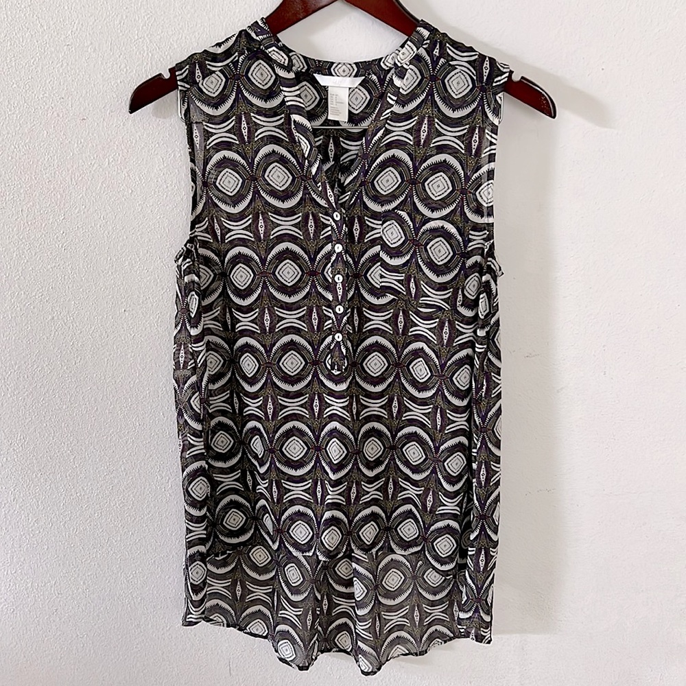 H&M High Low Tank Top Black White Size 4 Office Business Blouse